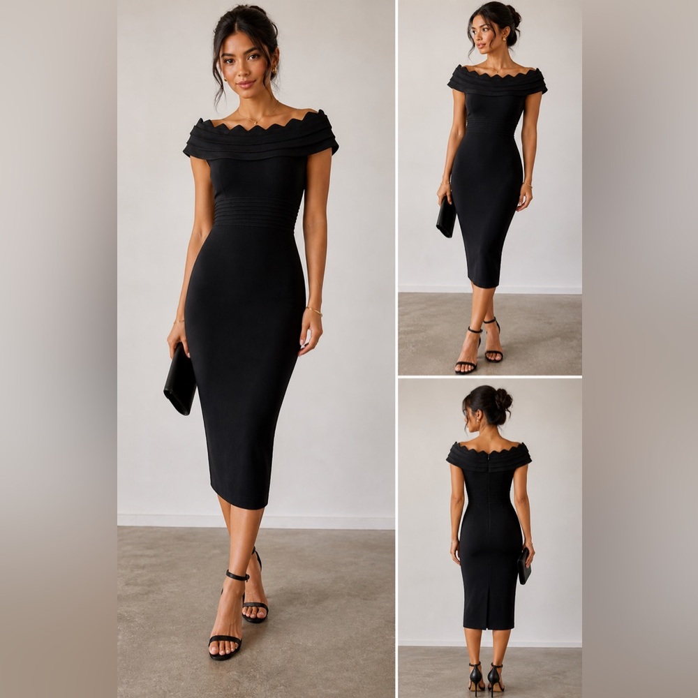 Bandage/ Bodycon Black Midi Dress